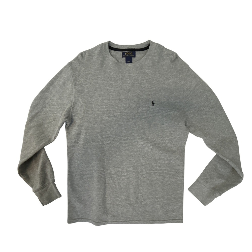 Polo Ralph Lauren Mens Gray Waffle Knit‎ Thermal Long Sleeve Shirt Large